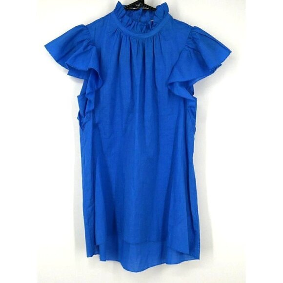 NWT Kate Spade Solid High-Neck Top Ruffle Top Blue XXS - Picture 5 of 7